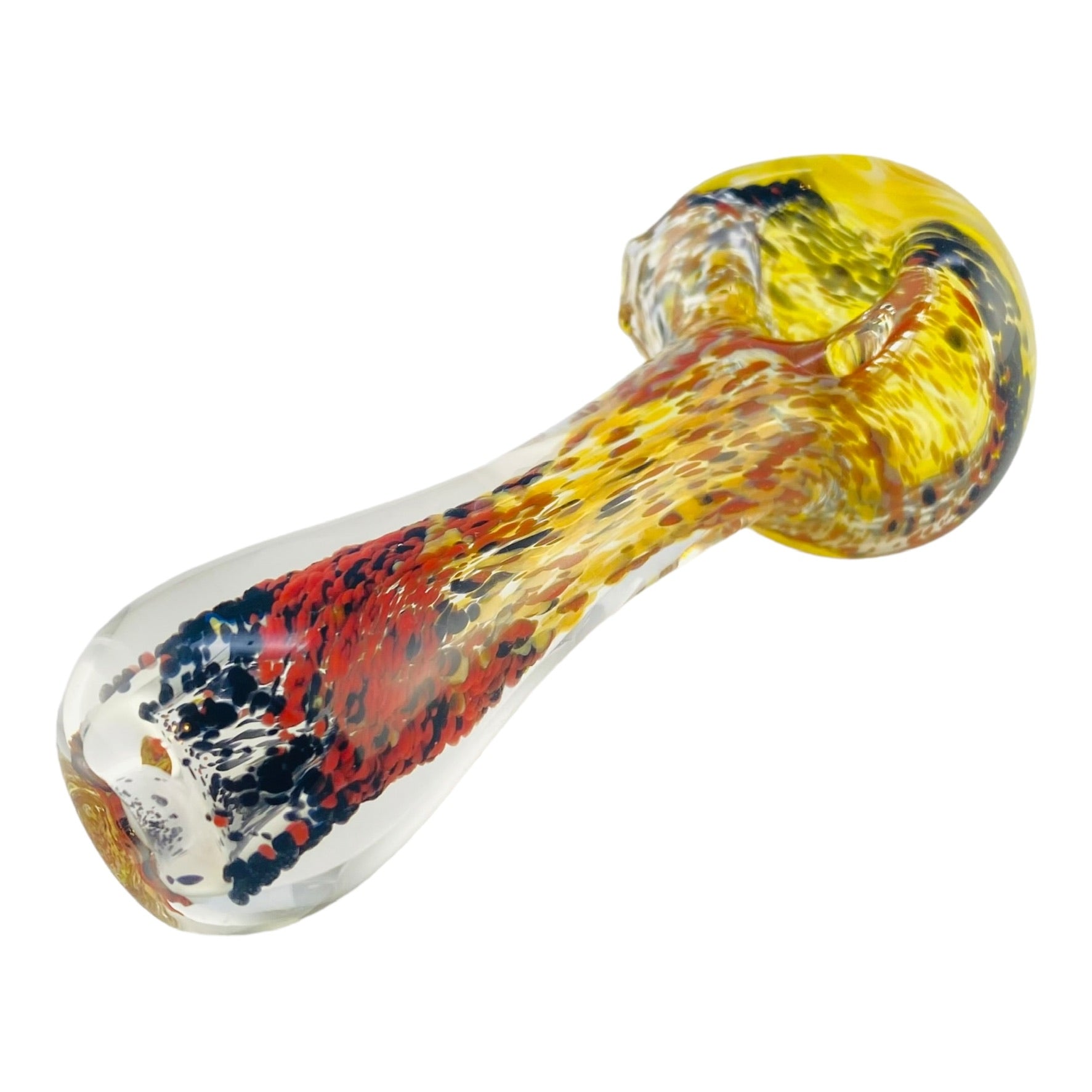 Santa Cruz Glass - Glass Hand Pipe With Inside Out Frit With Yellow Wig Wag 