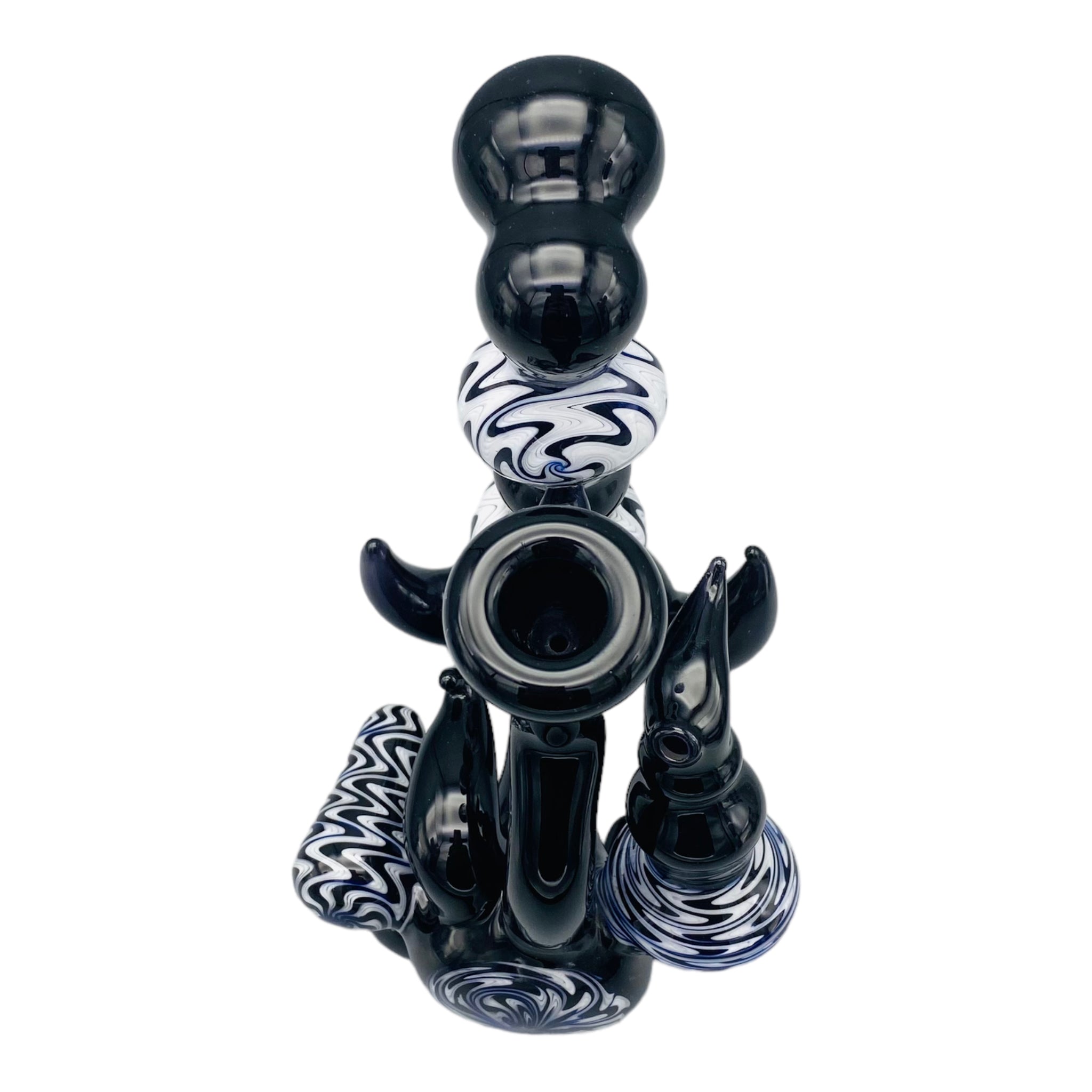 Black And White Wig Wag Custom Stand up Natural Perc Bubbler