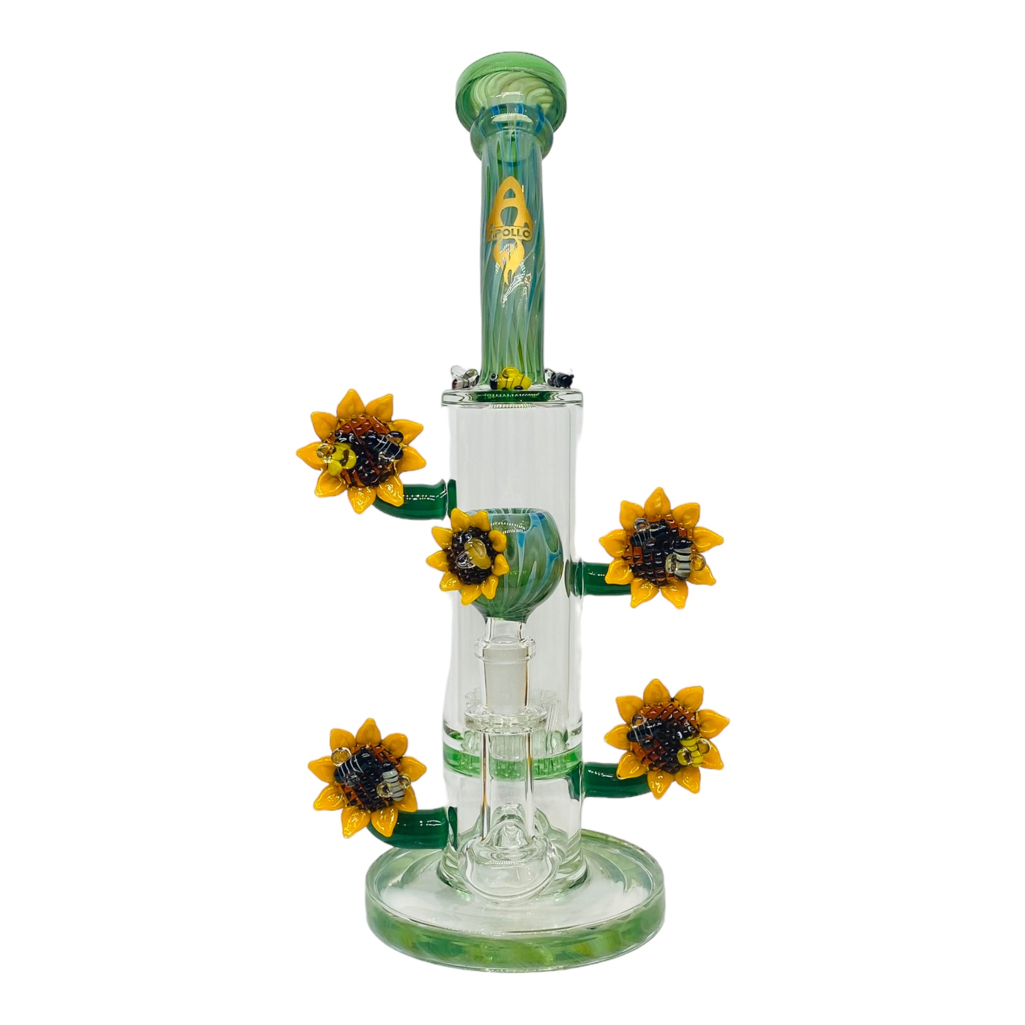 Apollo Glass - Perching Sunflower Garden With Bees Glass Bong