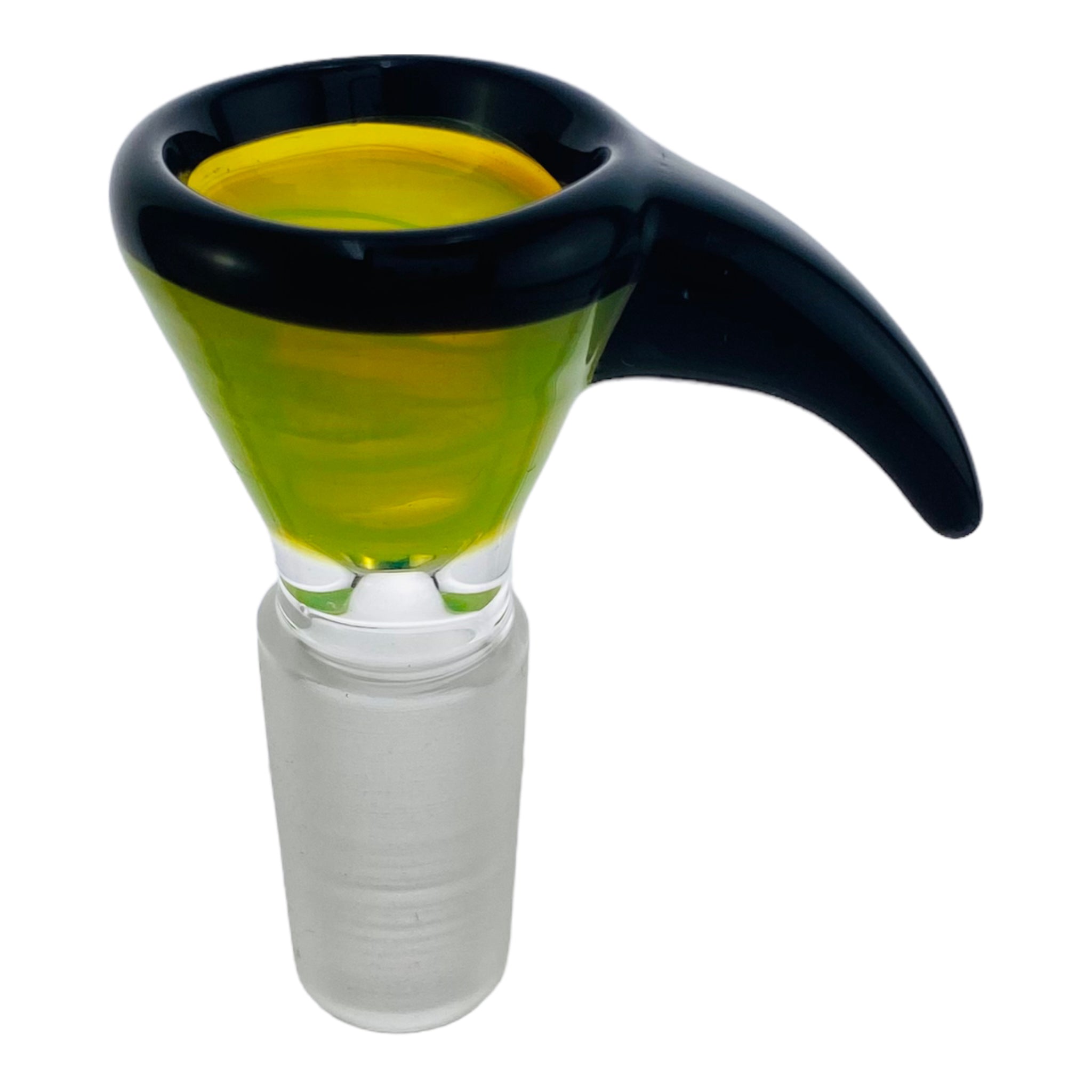 14mm Flower Bowl - Green Funnel With Black Handle Bong Bowl Piece