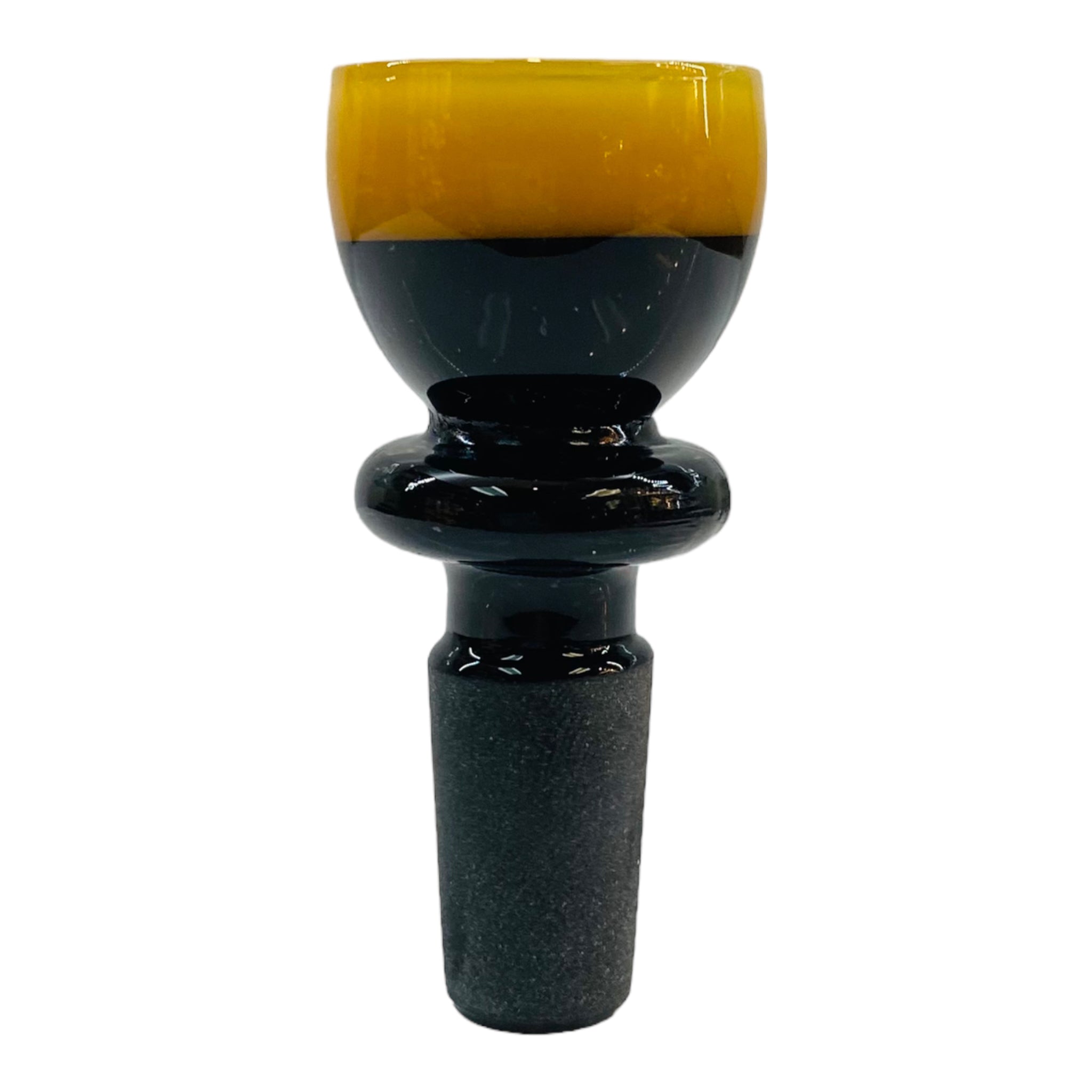 14mm Flower Bowl - Black Fitting With Color Rim - Sunburst Yellow