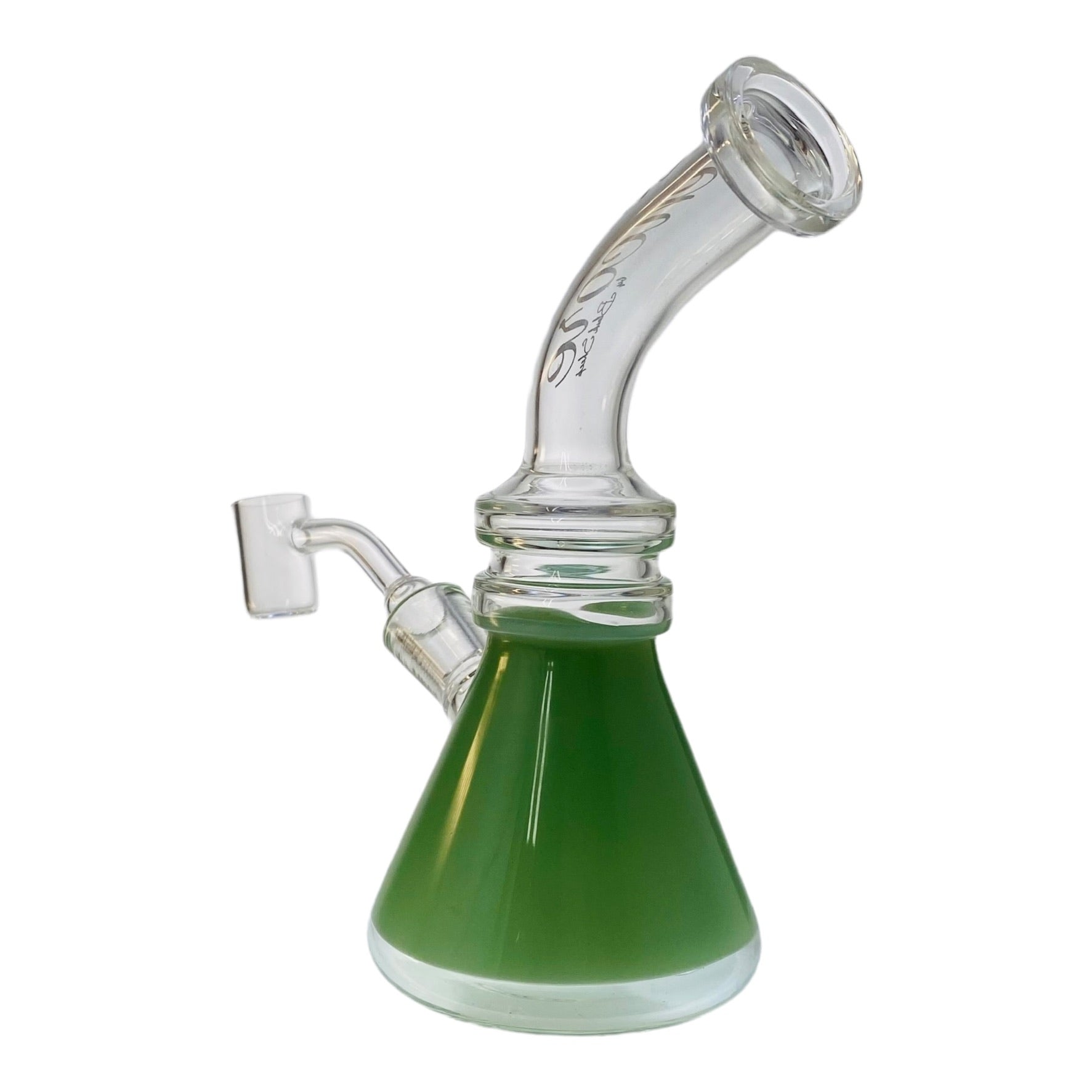 Encore Glass Beaker Base Dab Rig With Kick Back Bent Mouthpiece - Teal best cheap cute Encore Glass Beaker Base Dab Rig Bent Mouthpiece And Teal Base