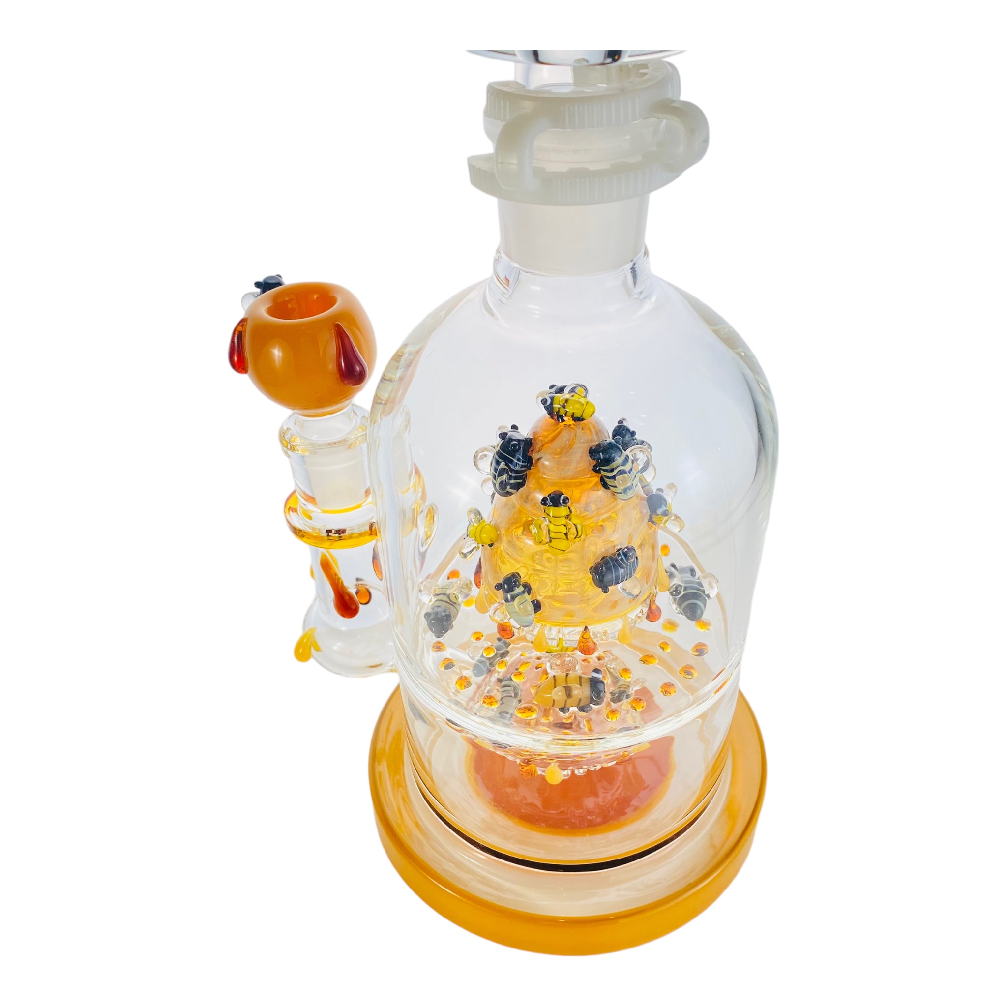 Apollo Glass - Large Honey Oil Drip Beehive Bong With Glycerin Freeze Coil Top