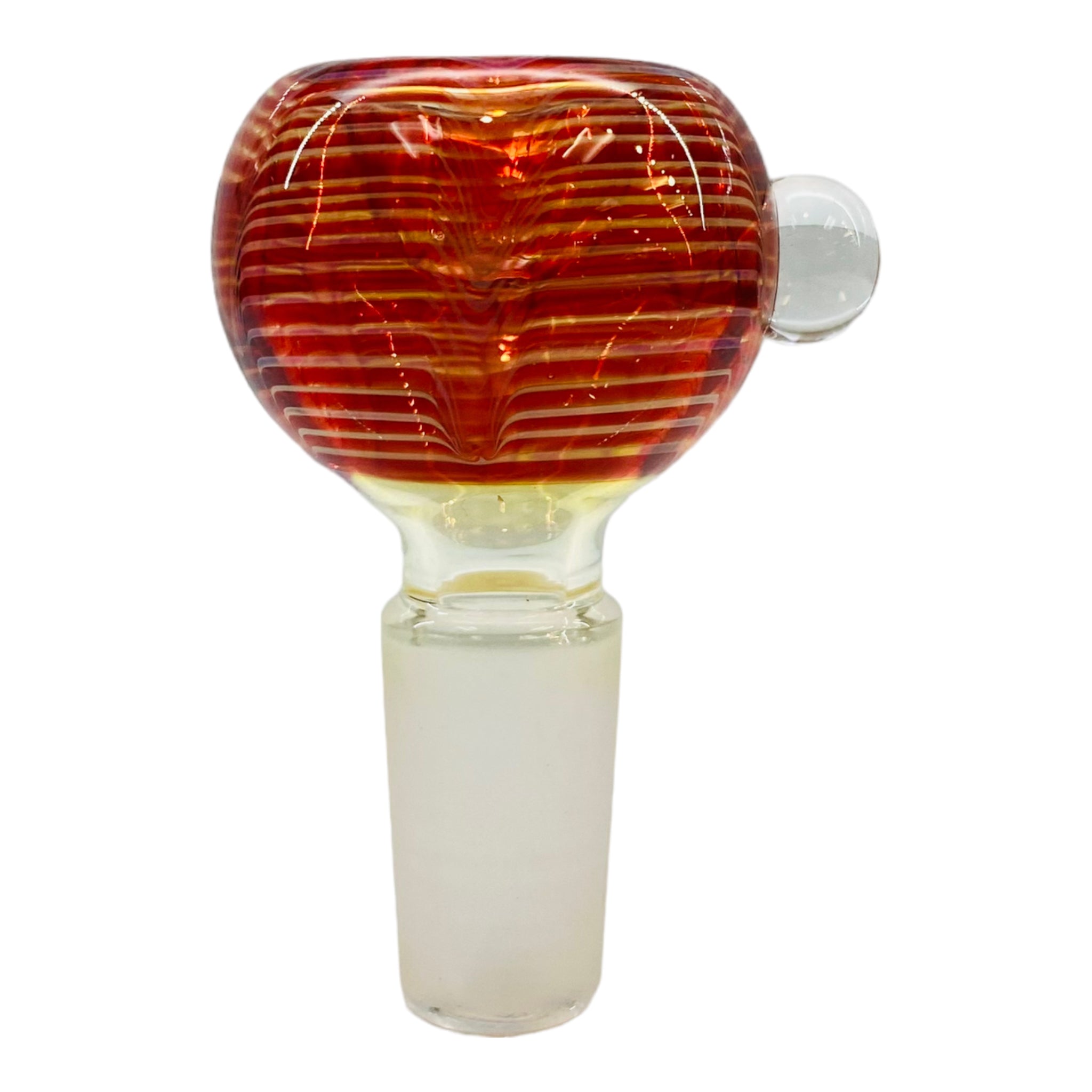 14mm Flower Bowl - Basic Bubble Bong Bowl Piece With Wrap And Rake Twirl - Red