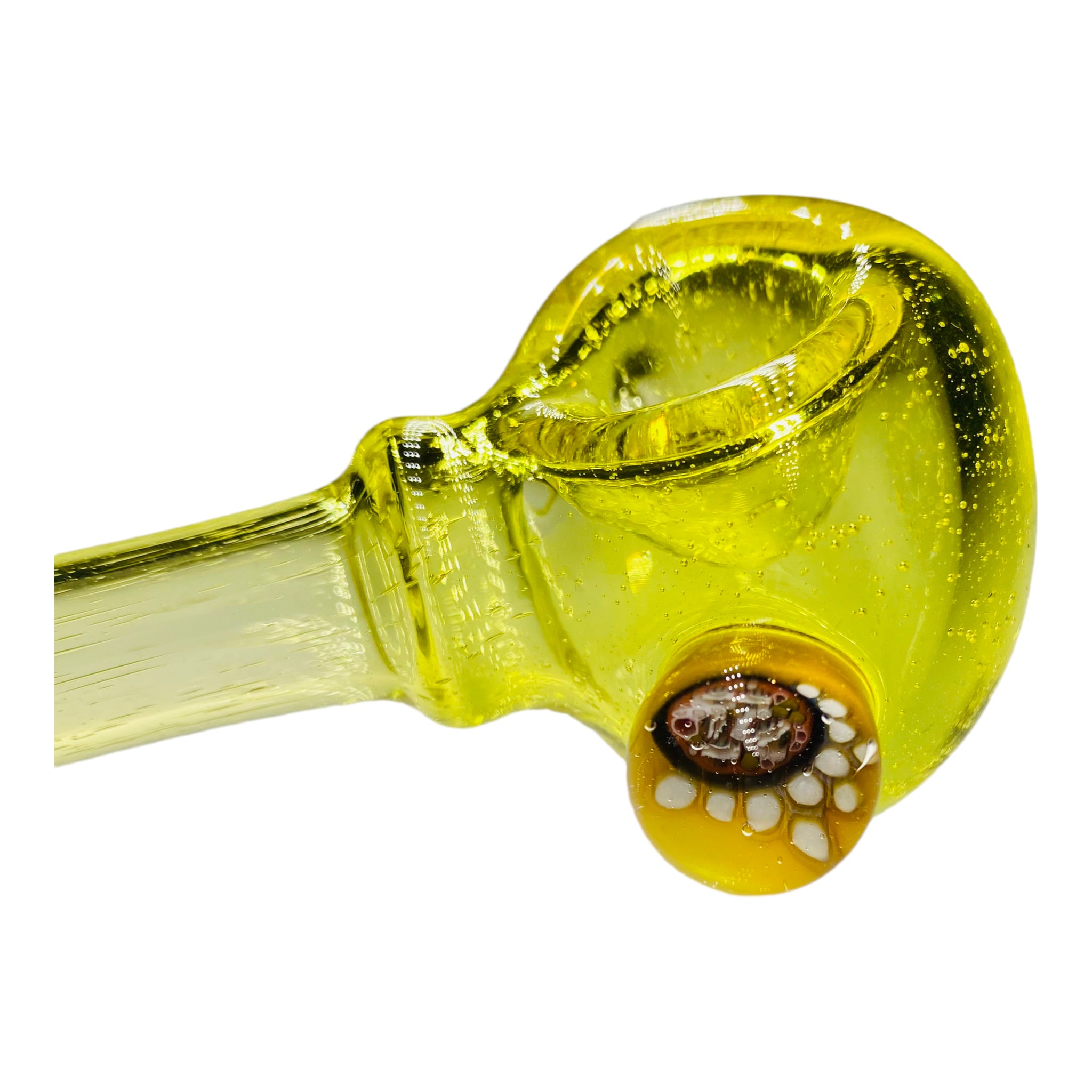 Translucent Lemon Drop Yellow Glass Hand Pipe With Millie Marble