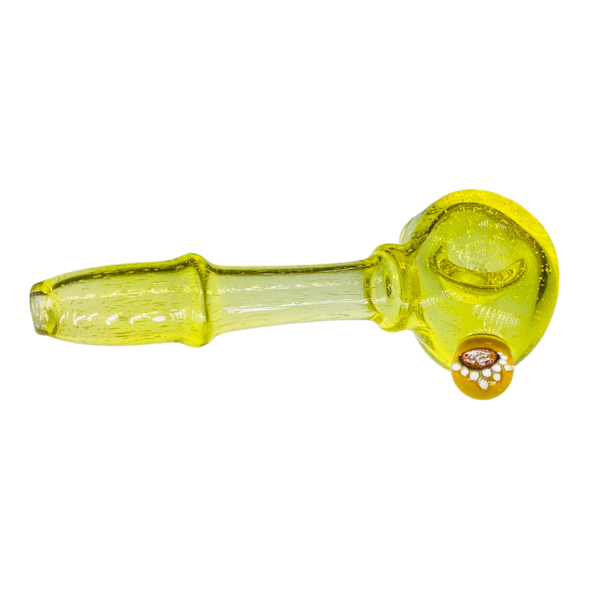 Translucent Lemon Drop Yellow Glass Hand Pipe With Millie Marble