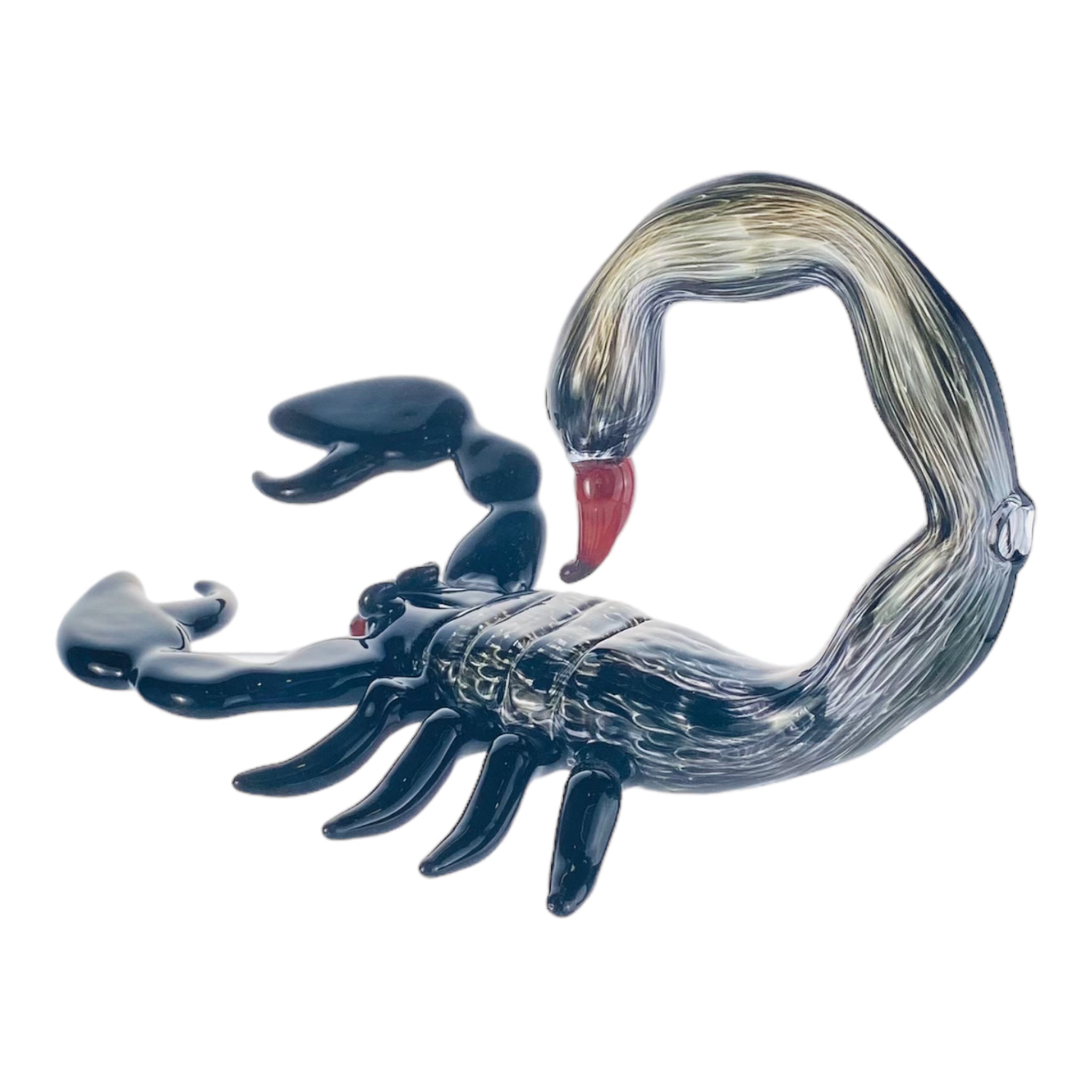 Daniels Glass Art - Glass Large Black Fat Tailed Scorpion Hand Pipe