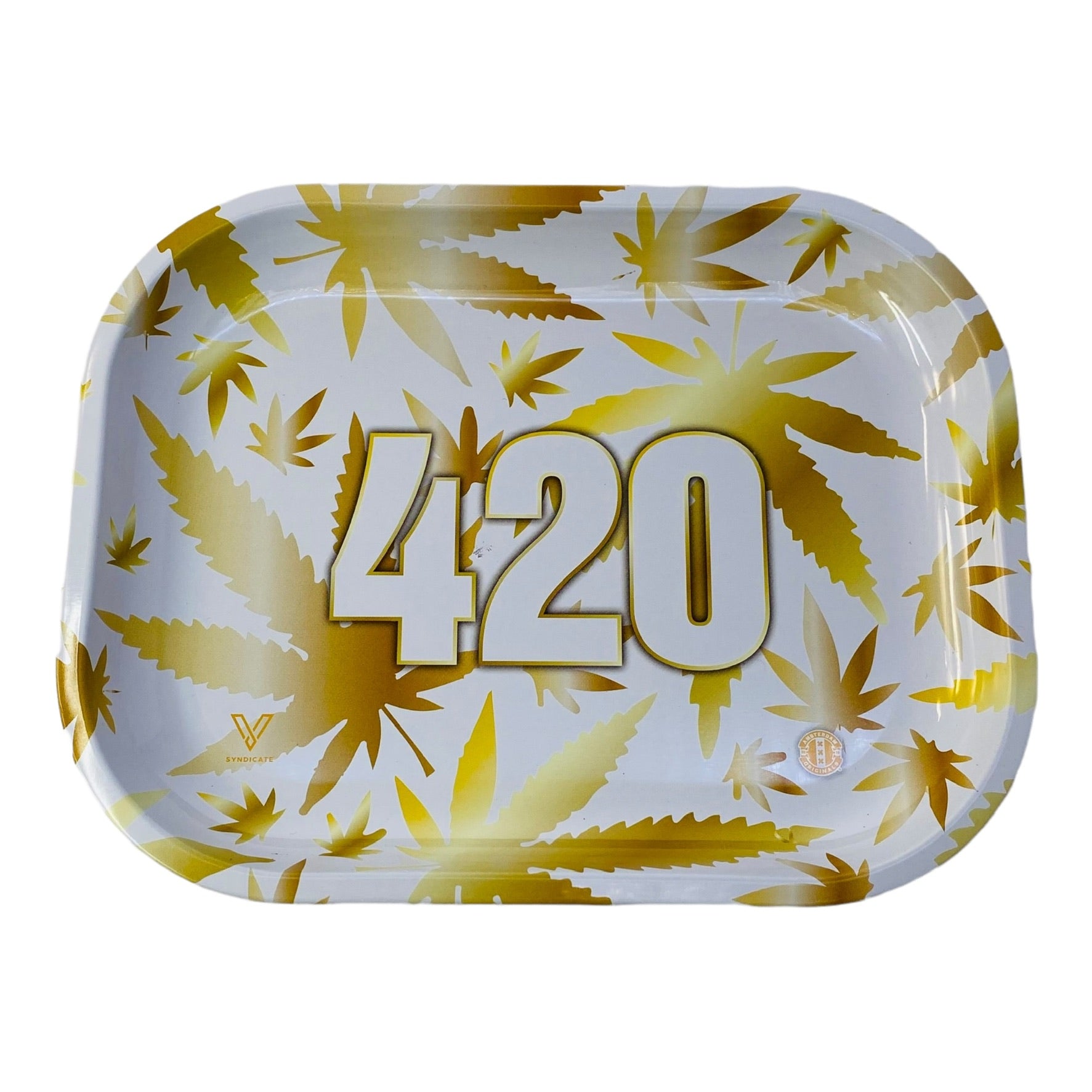 V Syndicate Metal Rolling Tray Small Gold 420